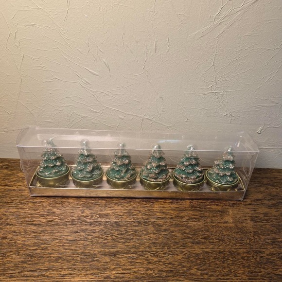 Other - Green Christmas tree candles with gold glitter